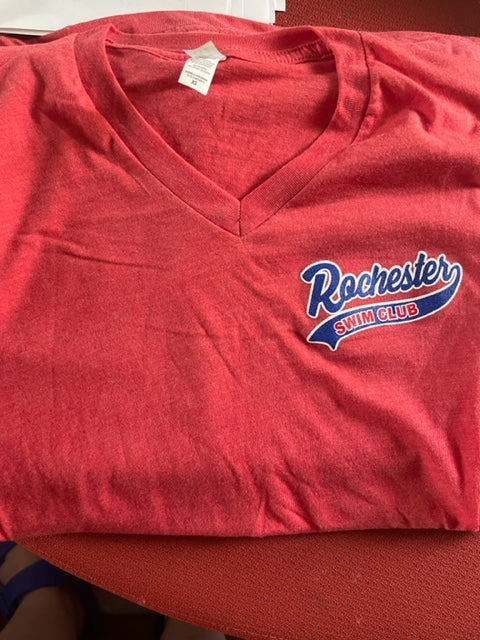 Red V-Neck Short Sleeve Tshirt